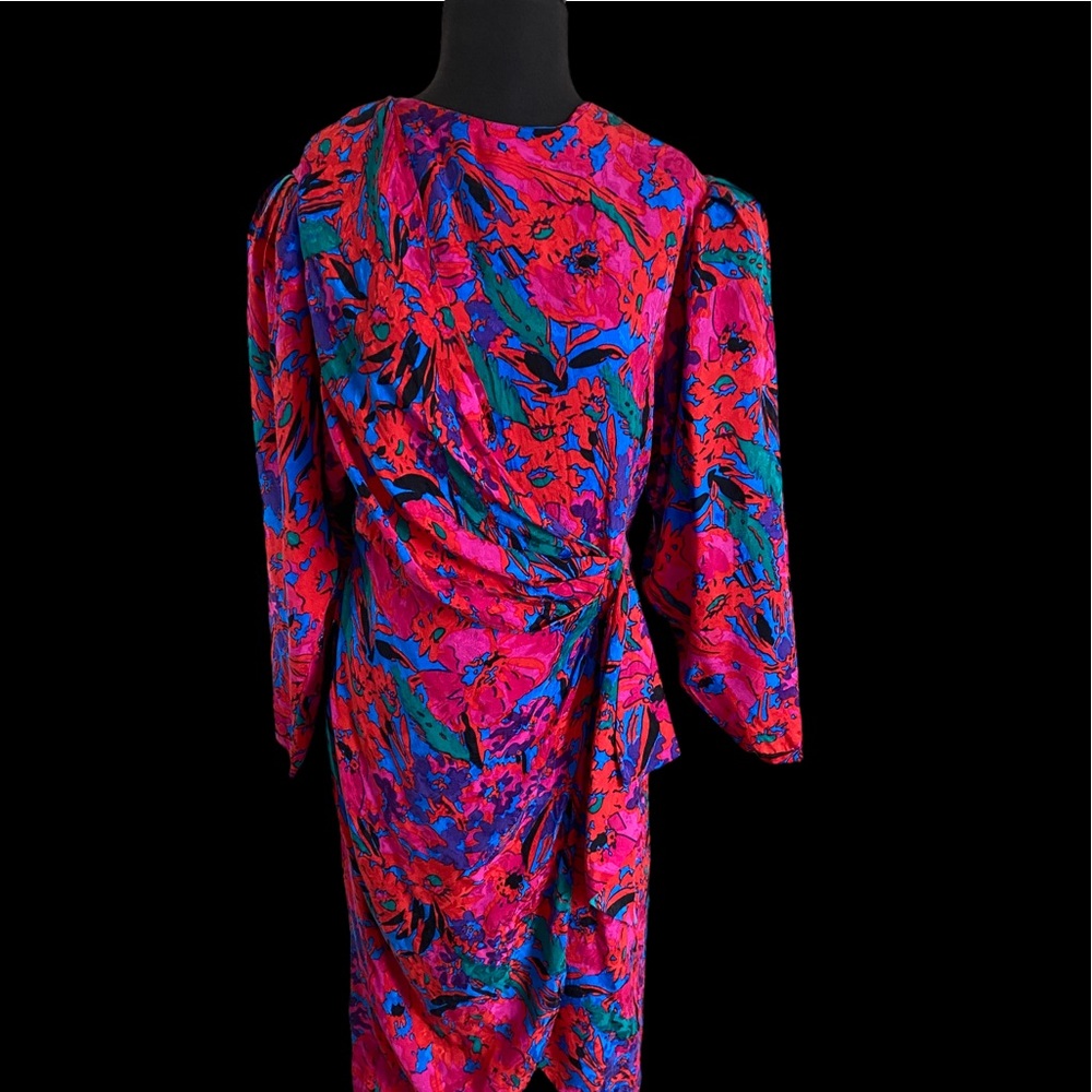 Flora Kung 80's Vibrant Silk Dress 12